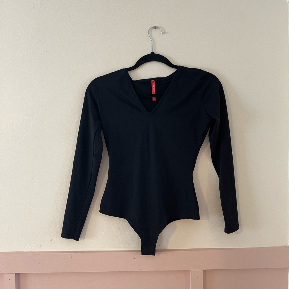 Spanx Suit Yourself Long Sleeve Thong Bodysuit Size S